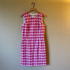 Brooks Brothers Structured Pink and White Boucle Sheath Dress Size 10